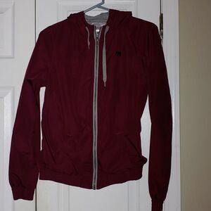 Empyre light weight  maroon burgundy zip up hooded jacket Sz S
